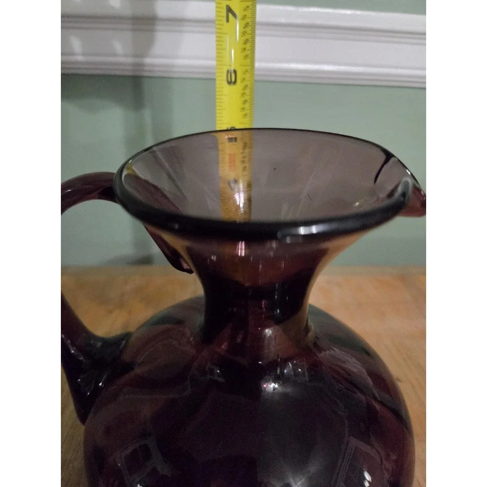 Handblown Amethyst Glass Squat Pitcher with Applied Handle 5